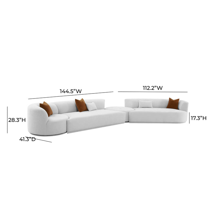 American Home Furniture | TOV Furniture - Fickle Grey Velvet 4-Piece Modular RAF Sectional