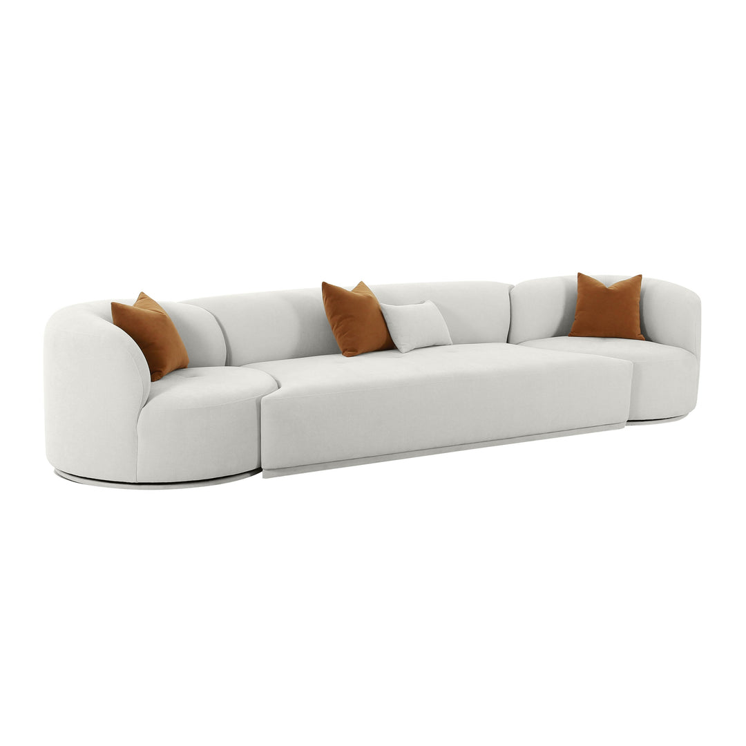 American Home Furniture | TOV Furniture - Fickle Grey Velvet 3-Piece Modular Sofa