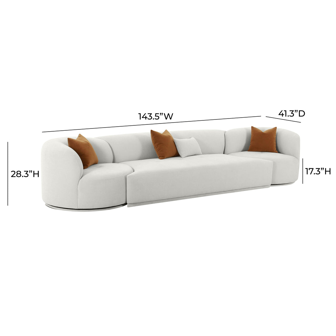 American Home Furniture | TOV Furniture - Fickle Grey Velvet 3-Piece Modular Sofa