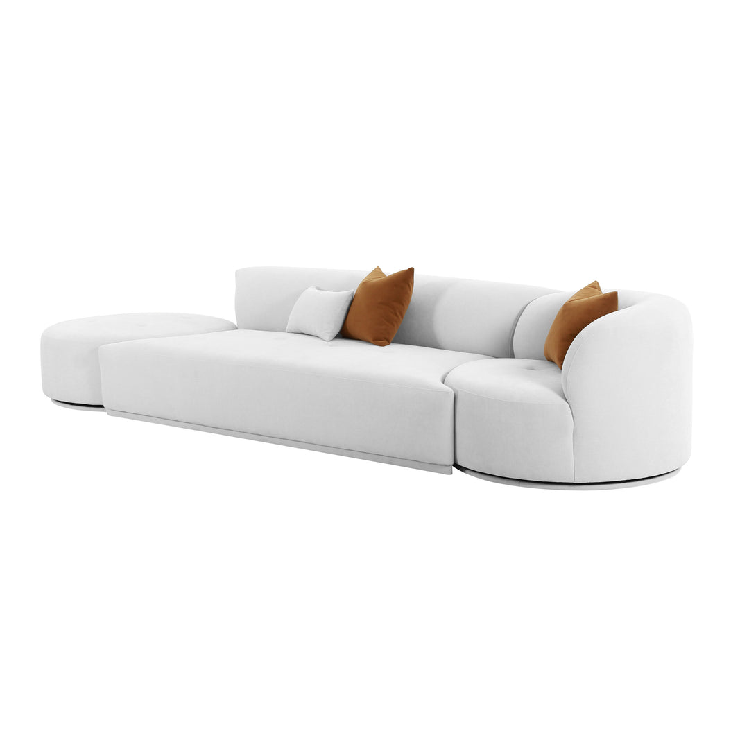American Home Furniture | TOV Furniture - Fickle Grey Velvet 3-Piece Chaise Modular Sofa
