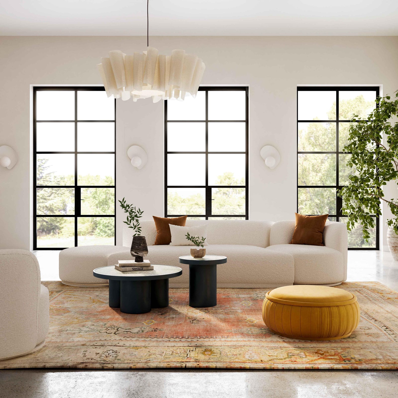 TOV Furniture Fickle Cream Boucle Modular Armless Loveseat LOVESEATS + CHAISES