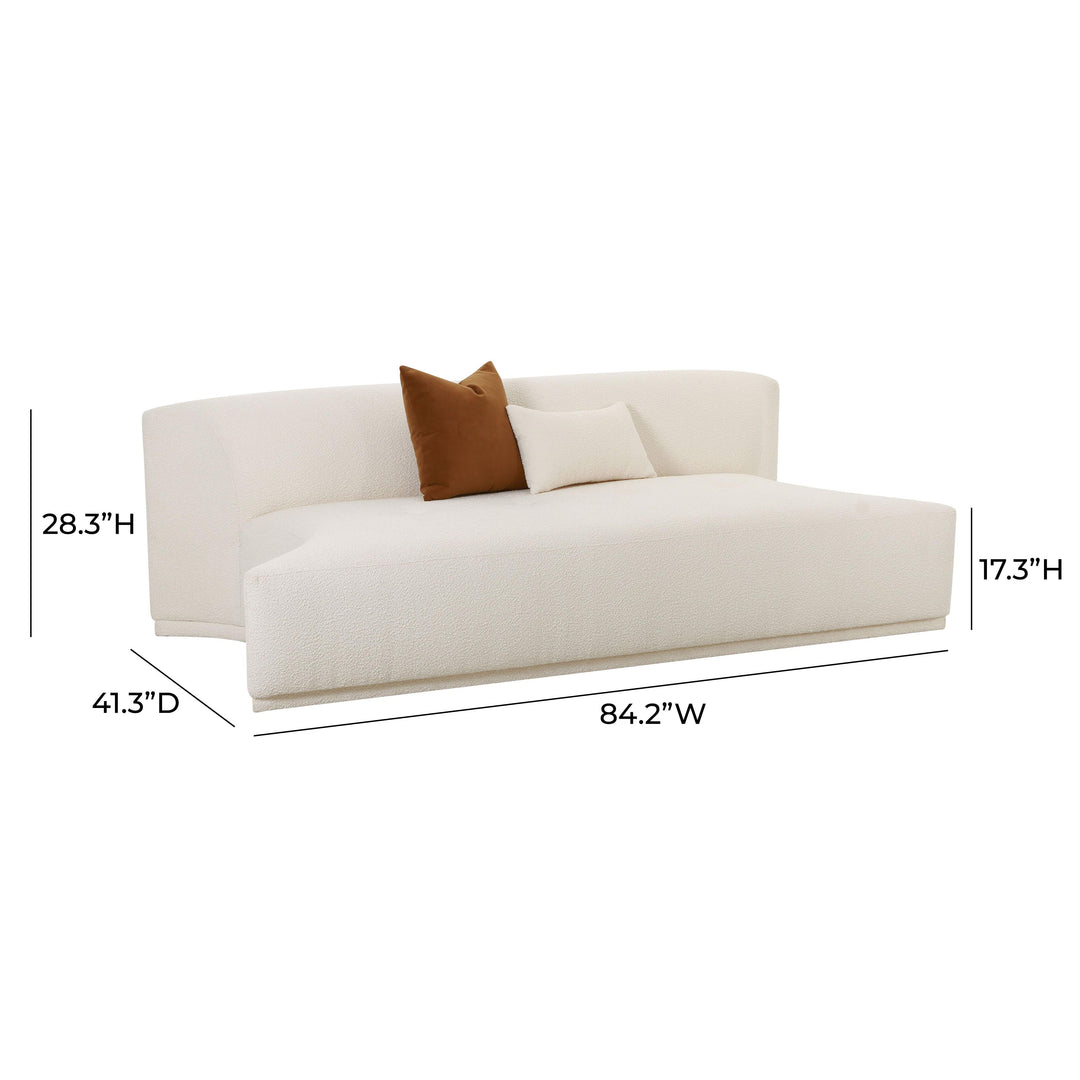 TOV Furniture Fickle Cream Boucle Modular Armless Loveseat LOVESEATS + CHAISES