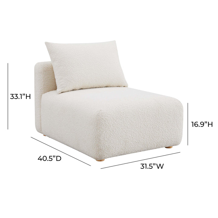 TOV Furniture Hangover Cream Boucle Modular Armless Chair ACCENT + LOUNGE CHAIRS