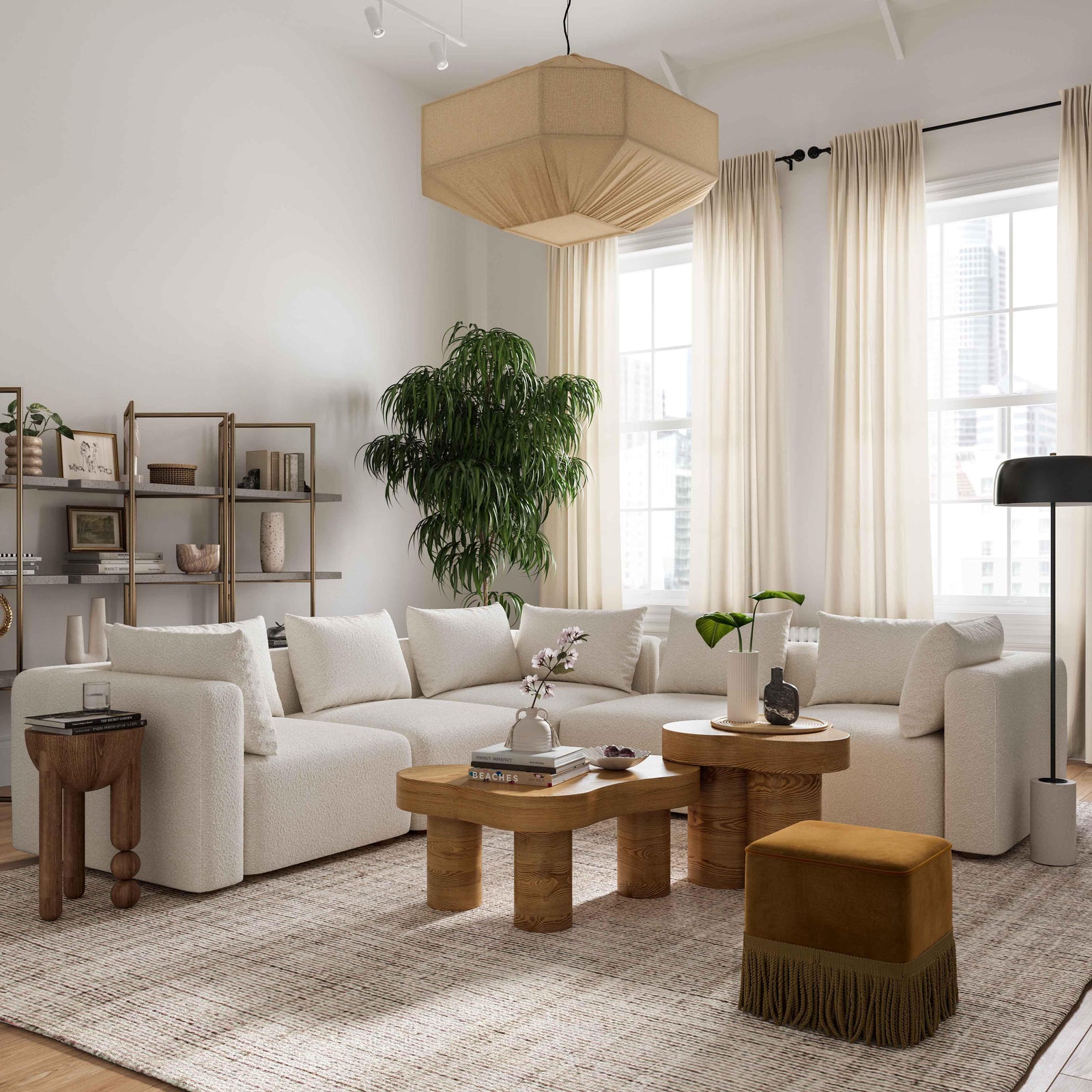 TOV Furniture Hangover Cream Boucle Loveseat LOVESEATS + CHAISES