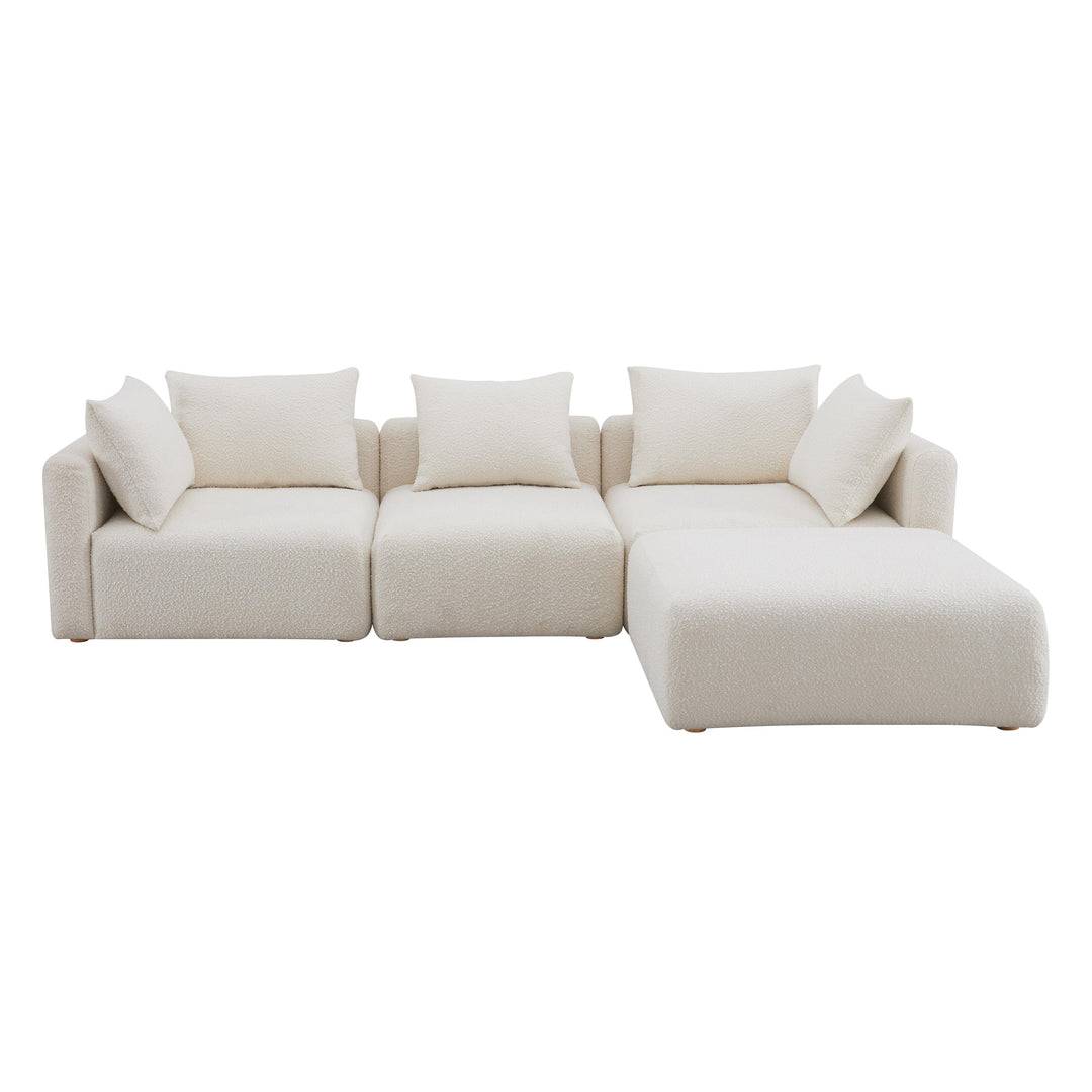 American Home Furniture | TOV Furniture - Hangover Cream Boucle 4-Piece Modular Sectional