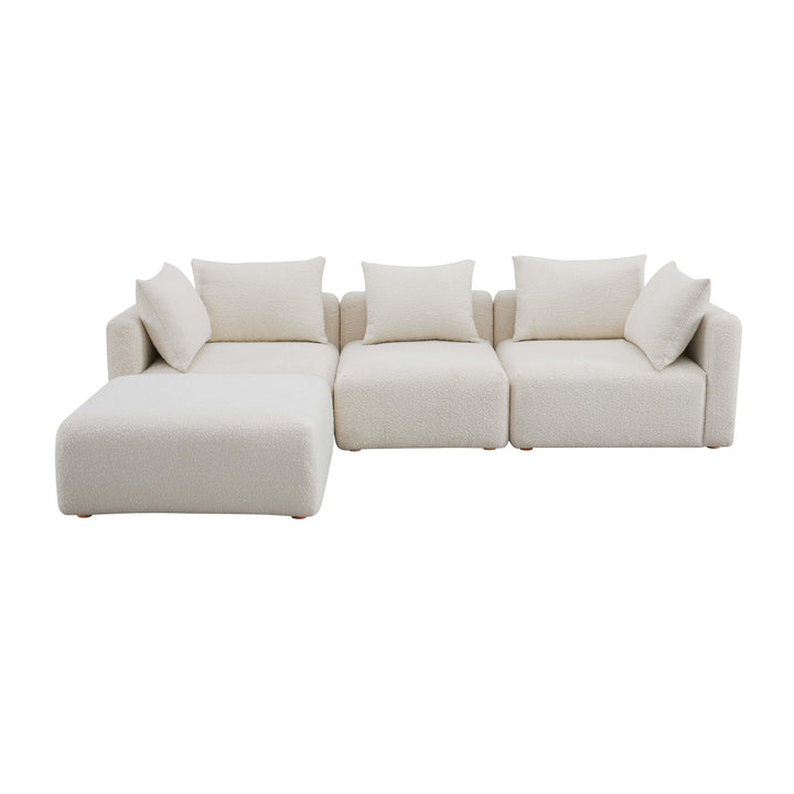 American Home Furniture | TOV Furniture - Hangover Cream Boucle 4-Piece Modular Sectional