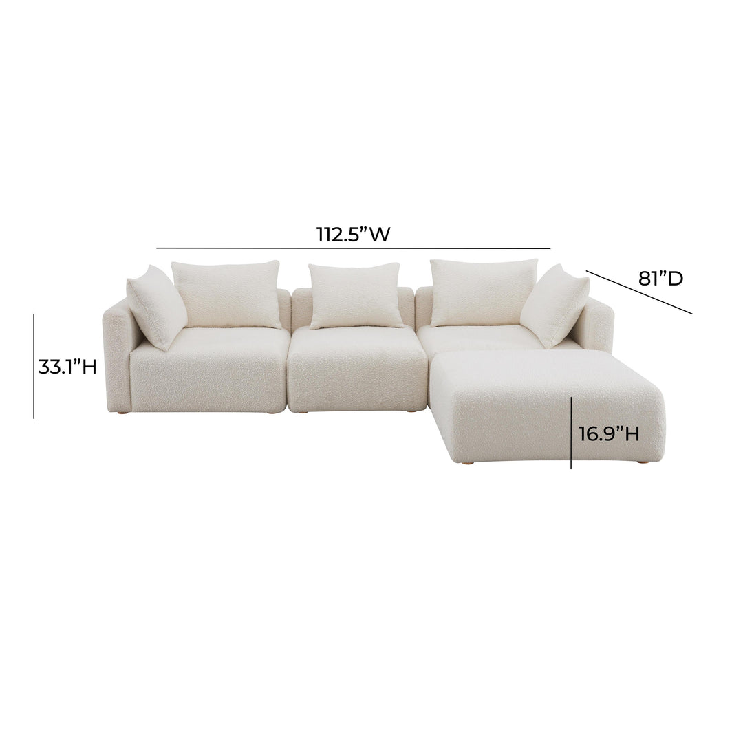 American Home Furniture | TOV Furniture - Hangover Cream Boucle 4-Piece Modular Sectional