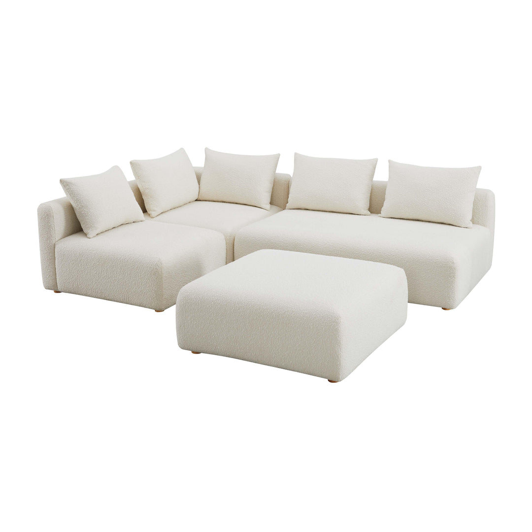 American Home Furniture | TOV Furniture - Hangover Cream Boucle 4-Piece Modular Chaise Sectional