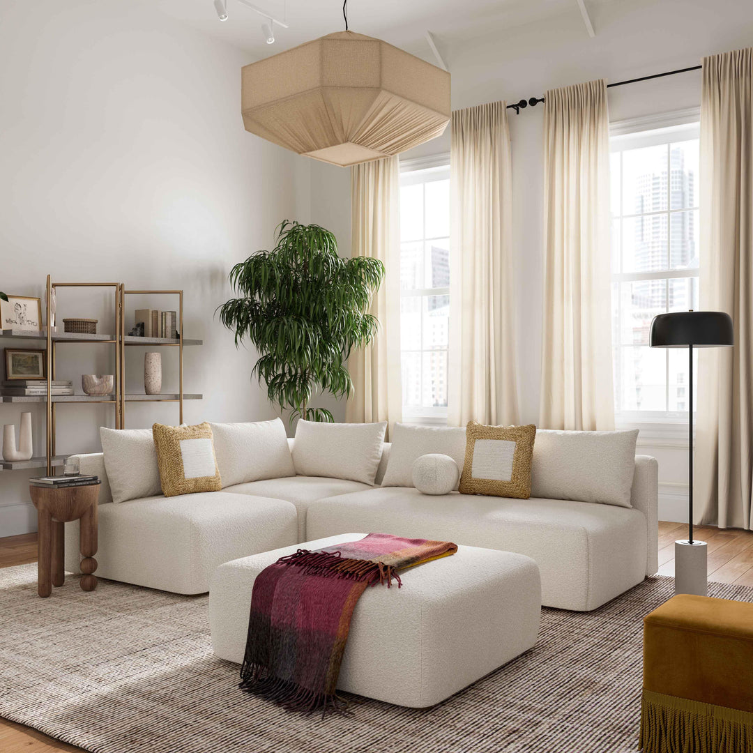 TOV Furniture Hangover Cream Boucle 4-Piece Modular Chaise Sectional SOFAS + SECTIONALS