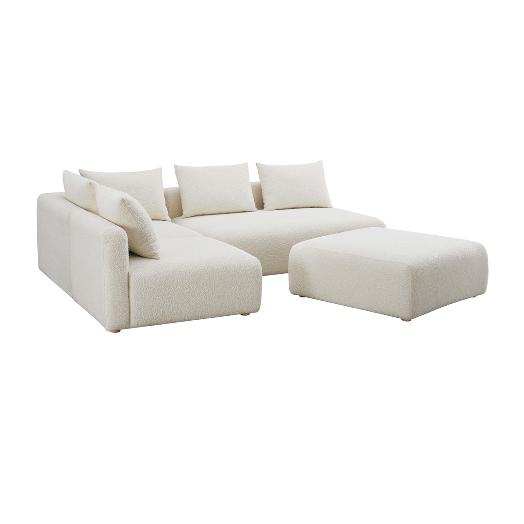 TOV Furniture Hangover Cream Boucle 4-Piece Modular Chaise Sectional SOFAS + SECTIONALS
