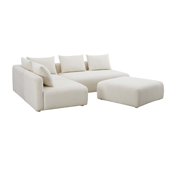 TOV Furniture Hangover Cream Boucle 4-Piece Modular Chaise Sectional SOFAS + SECTIONALS