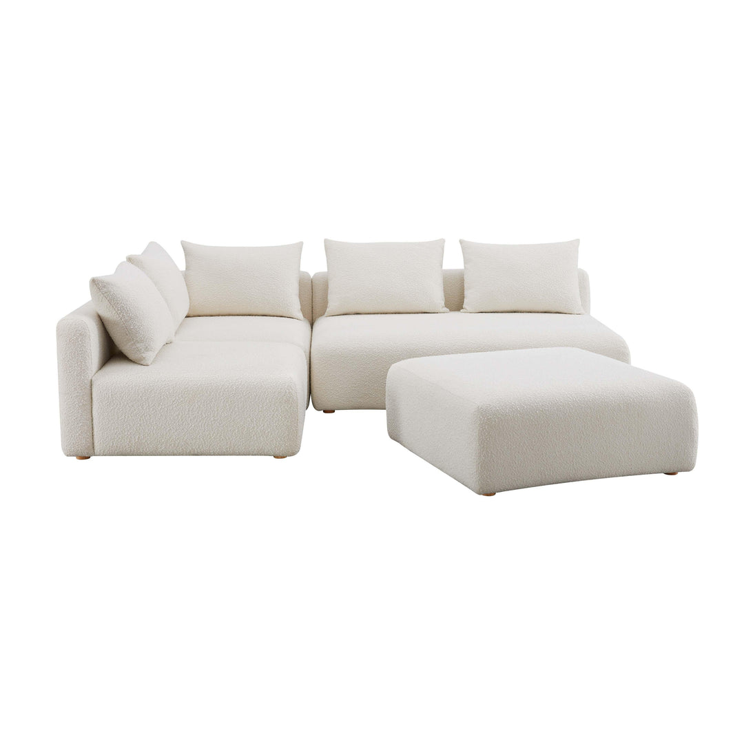 TOV Furniture Hangover Cream Boucle 4-Piece Modular Chaise Sectional SOFAS + SECTIONALS