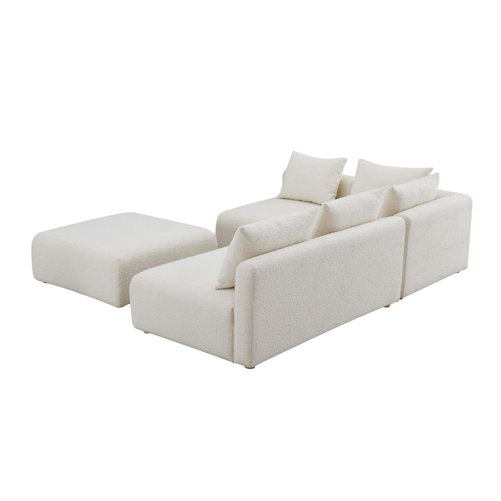 TOV Furniture Hangover Cream Boucle 4-Piece Modular Chaise Sectional SOFAS + SECTIONALS