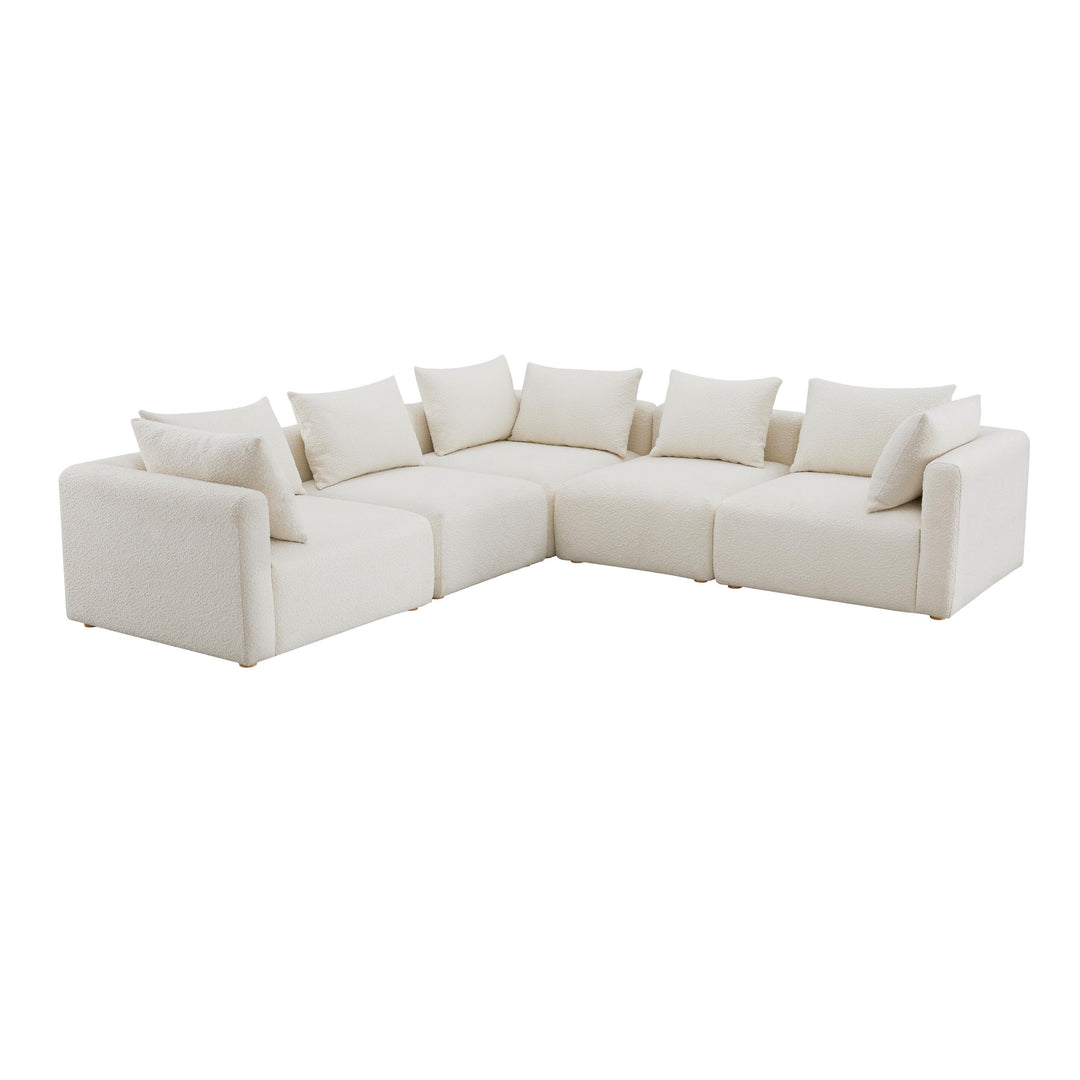 American Home Furniture | TOV Furniture - Hangover Cream Boucle 5-Piece Modular L-Sectional