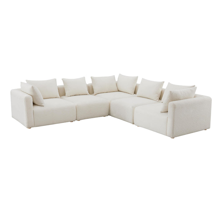 American Home Furniture | TOV Furniture - Hangover Cream Boucle 5-Piece Modular L-Sectional