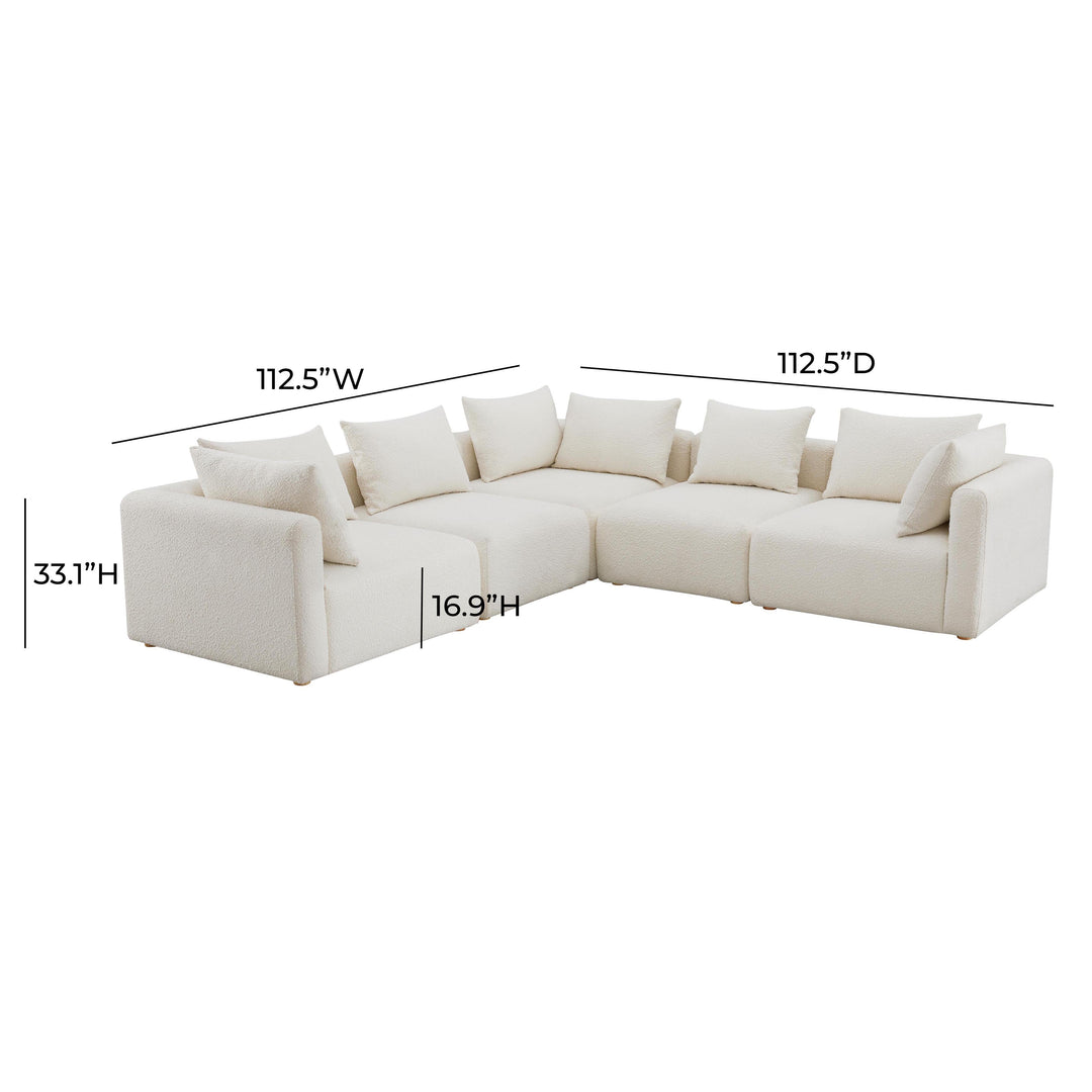 TOV Furniture Hangover Cream Boucle 5-Piece Modular L-Sectional SOFAS + SECTIONALS