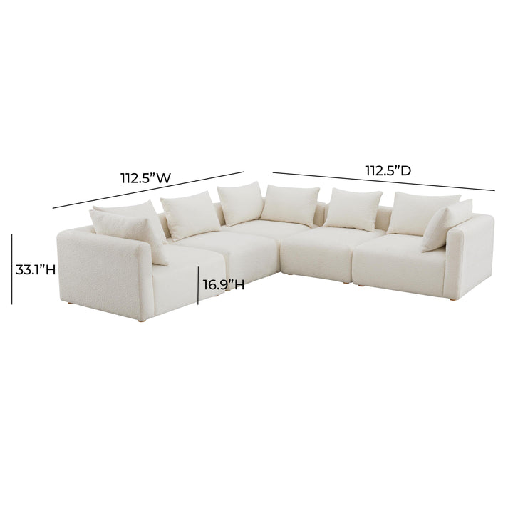 TOV Furniture Hangover Cream Boucle 5-Piece Modular L-Sectional SOFAS + SECTIONALS