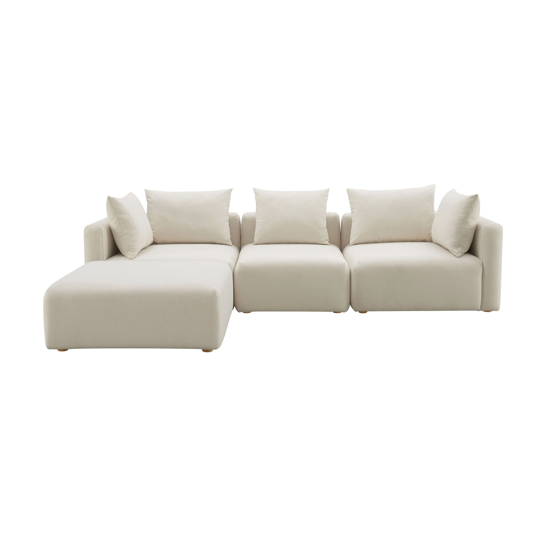 American Home Furniture | TOV Furniture - Hangover Cream Linen 4-Piece Modular Sectional