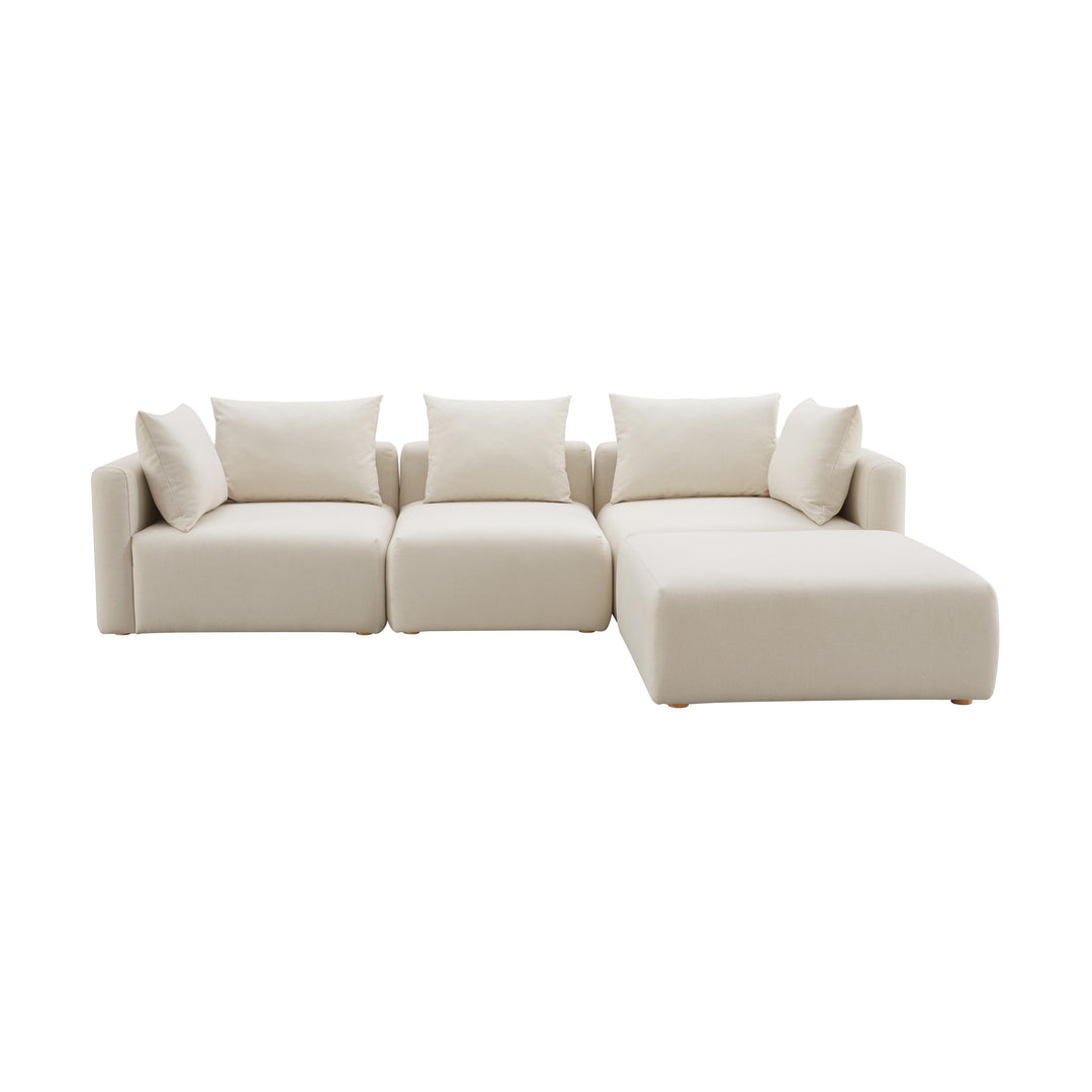 American Home Furniture | TOV Furniture - Hangover Cream Linen 4-Piece Modular Sectional