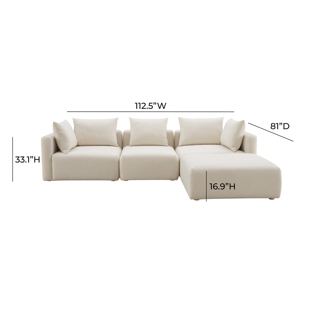 American Home Furniture | TOV Furniture - Hangover Cream Linen 4-Piece Modular Sectional