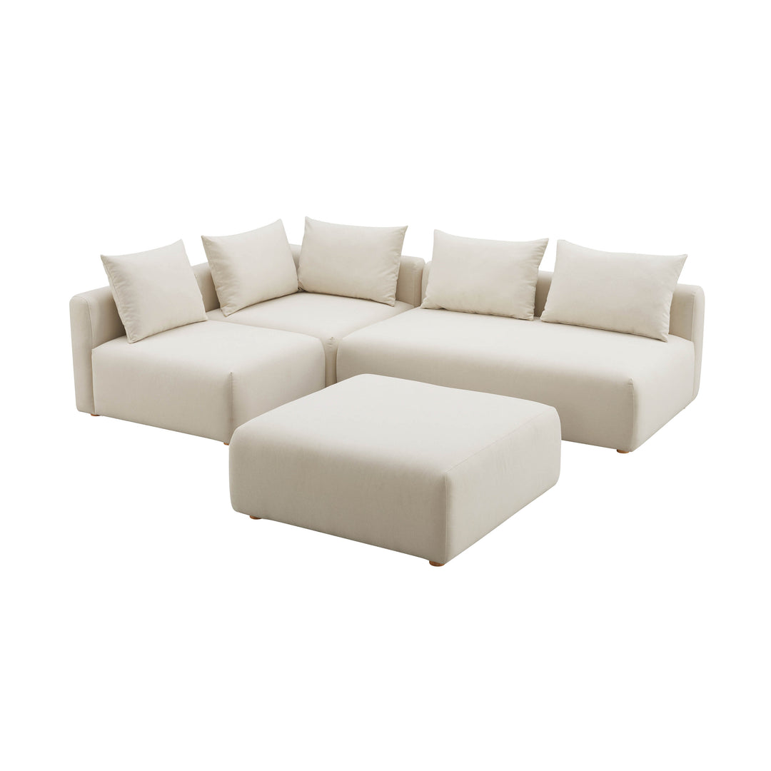 American Home Furniture | TOV Furniture - Hangover Cream Linen 4-Piece Modular Chaise Sectional