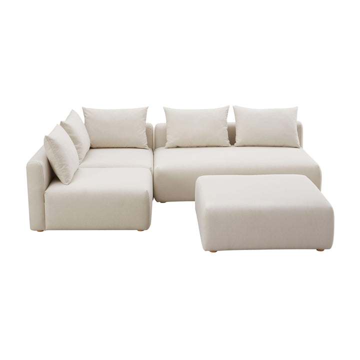 American Home Furniture | TOV Furniture - Hangover Cream Linen 4-Piece Modular Chaise Sectional