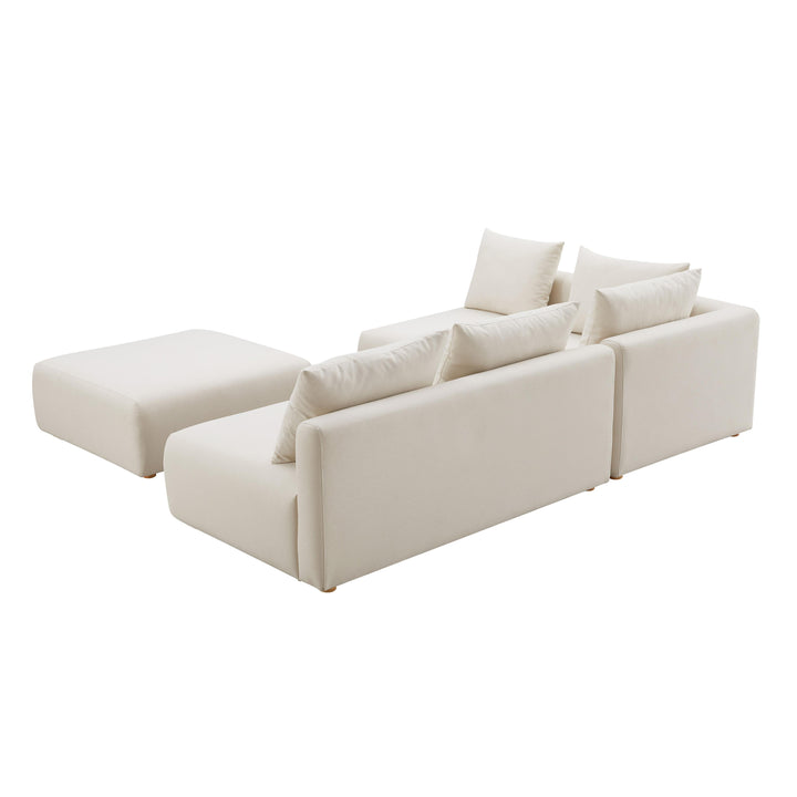 American Home Furniture | TOV Furniture - Hangover Cream Linen 4-Piece Modular Chaise Sectional