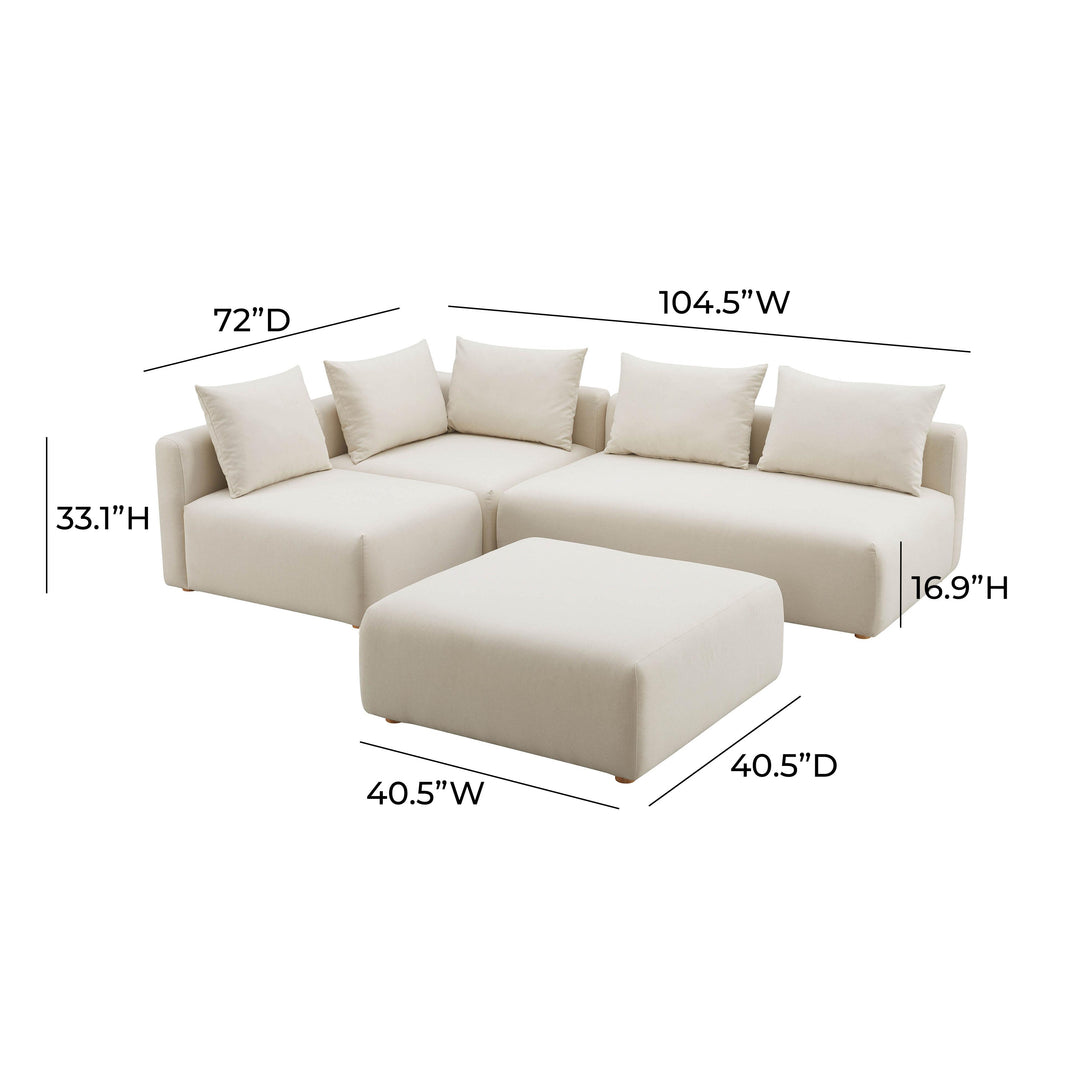 American Home Furniture | TOV Furniture - Hangover Cream Linen 4-Piece Modular Chaise Sectional