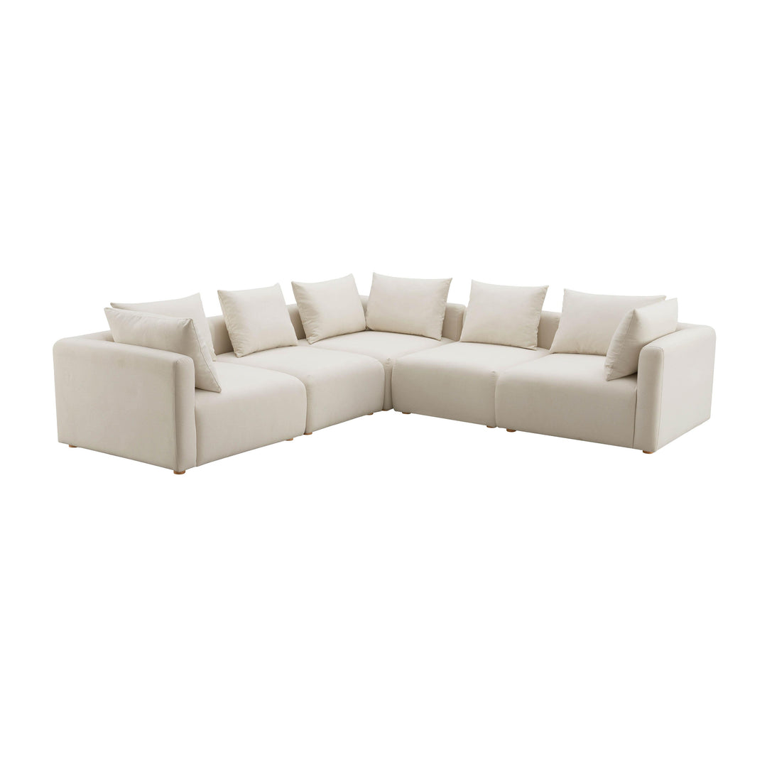American Home Furniture | TOV Furniture - Hangover Cream Linen 5-Piece Modular L-Sectional