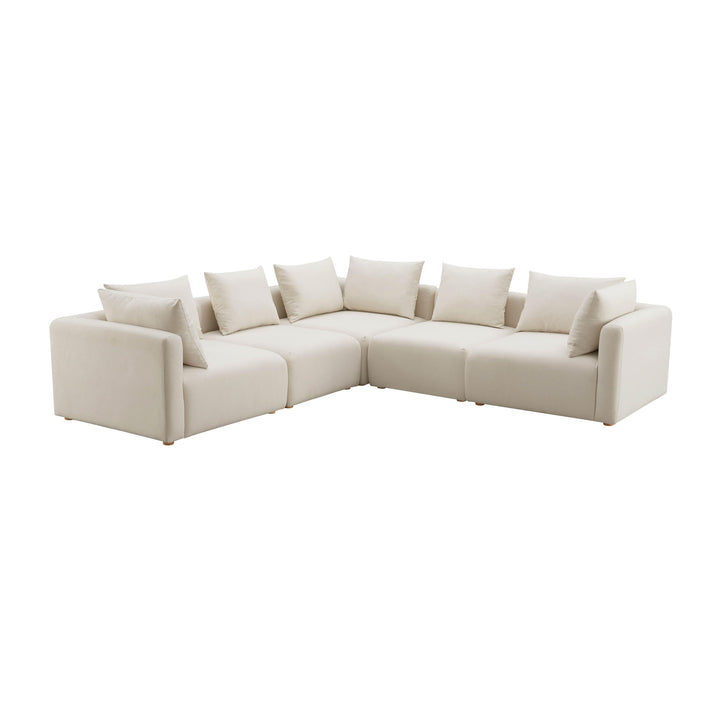 American Home Furniture | TOV Furniture - Hangover Cream Linen 5-Piece Modular L-Sectional