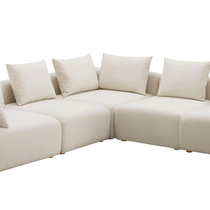 TOV Furniture Hangover Cream Linen 5-Piece Modular L-Sectional SOFAS + SECTIONALS