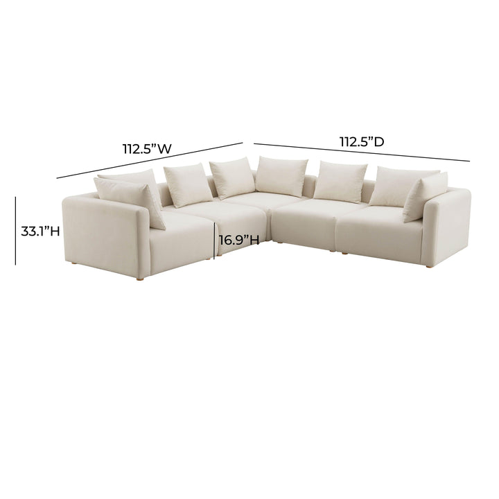 TOV Furniture Hangover Cream Linen 5-Piece Modular L-Sectional SOFAS + SECTIONALS