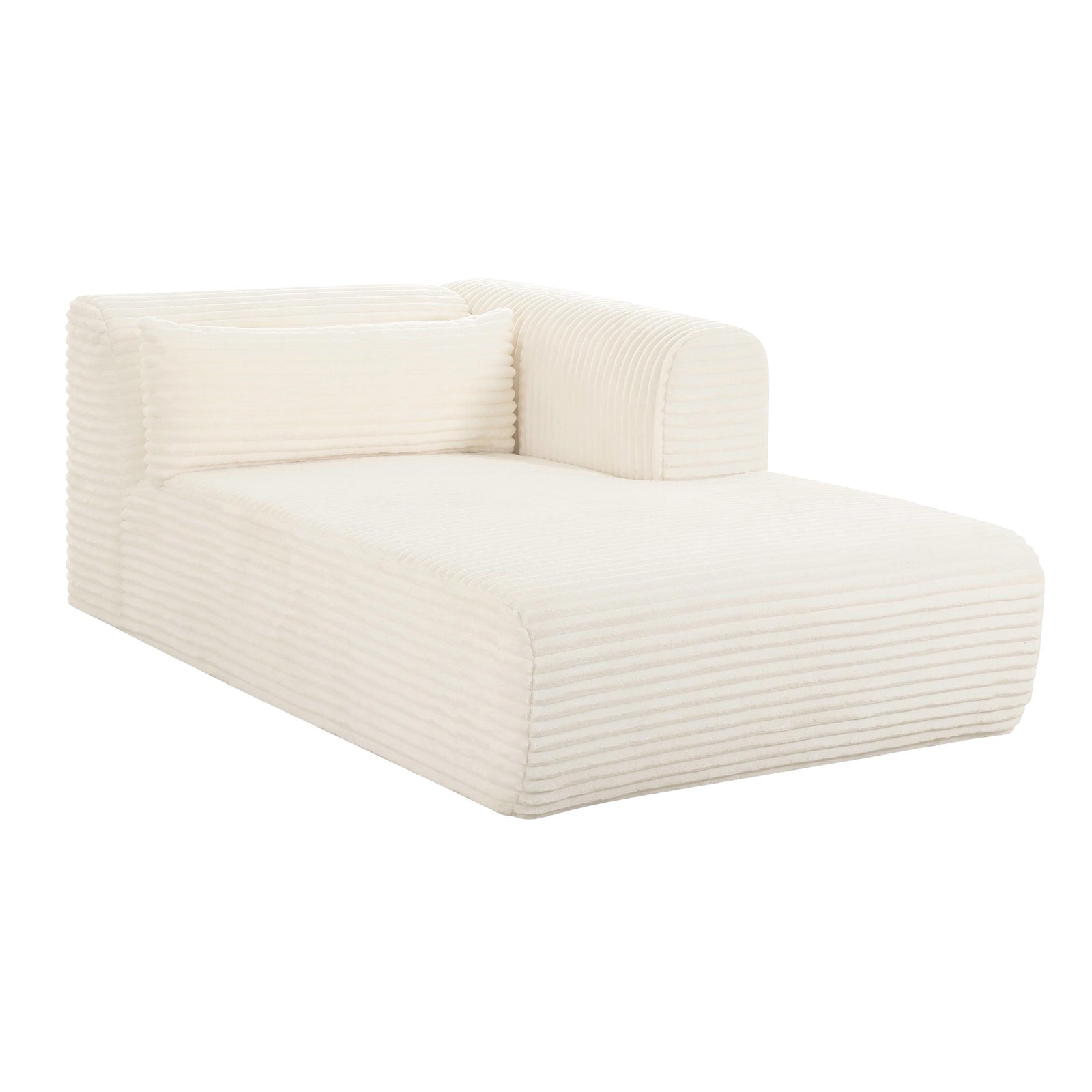 TOV Furniture Tarra Fluffy Oversized Cream Corduroy Modular RAF Chaise SOFAS + SECTIONALS