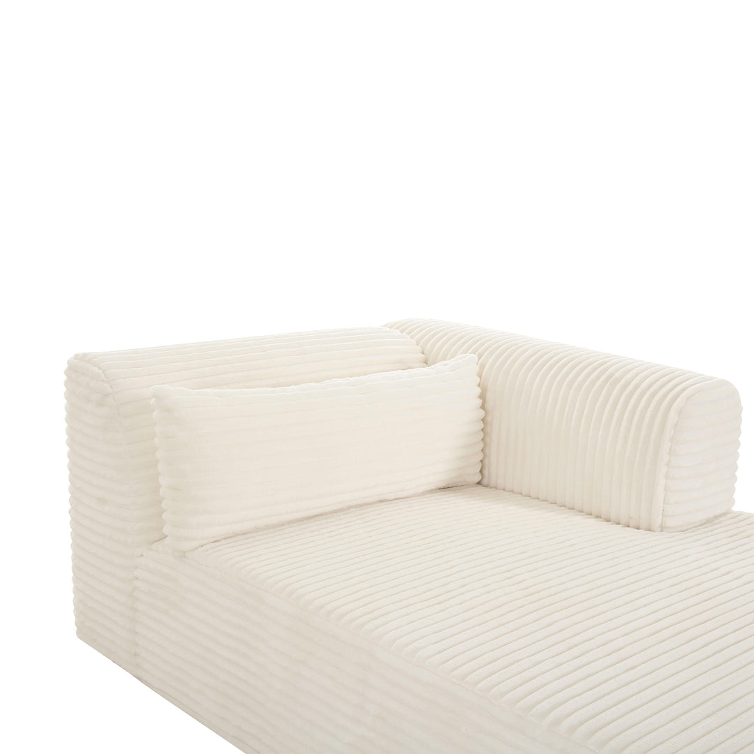 TOV Furniture Tarra Fluffy Oversized Cream Corduroy Modular RAF Chaise SOFAS + SECTIONALS