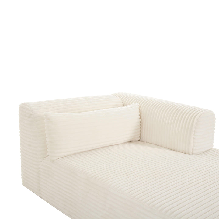 TOV Furniture Tarra Fluffy Oversized Cream Corduroy Modular RAF Chaise SOFAS + SECTIONALS