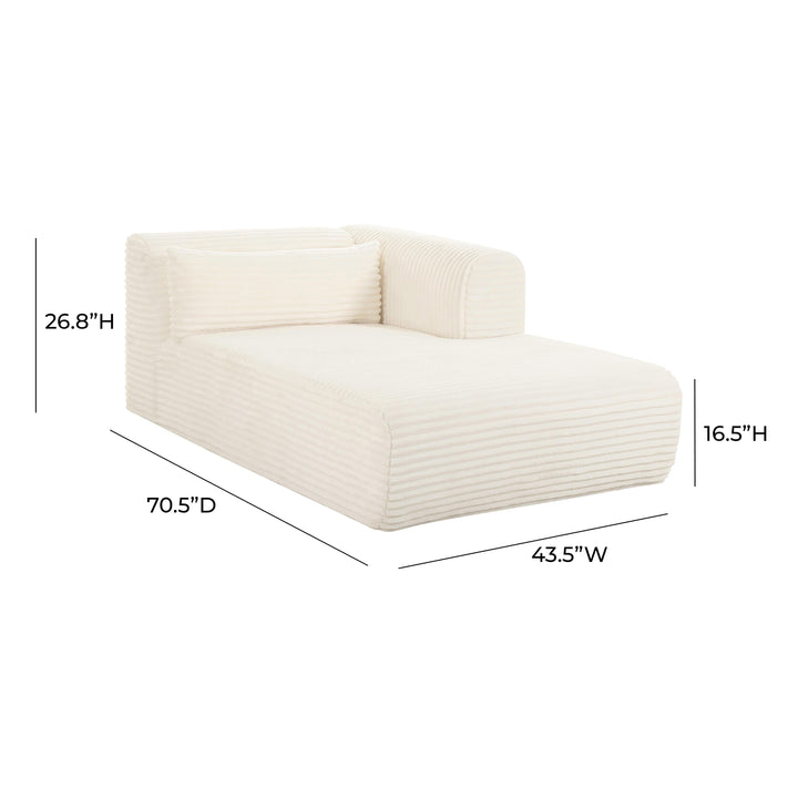 TOV Furniture Tarra Fluffy Oversized Cream Corduroy Modular RAF Chaise SOFAS + SECTIONALS