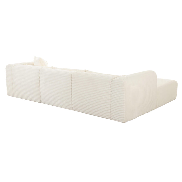 American Home Furniture | TOV Furniture - Tarra Fluffy Oversized Cream Corduroy Modular LAF Sectional