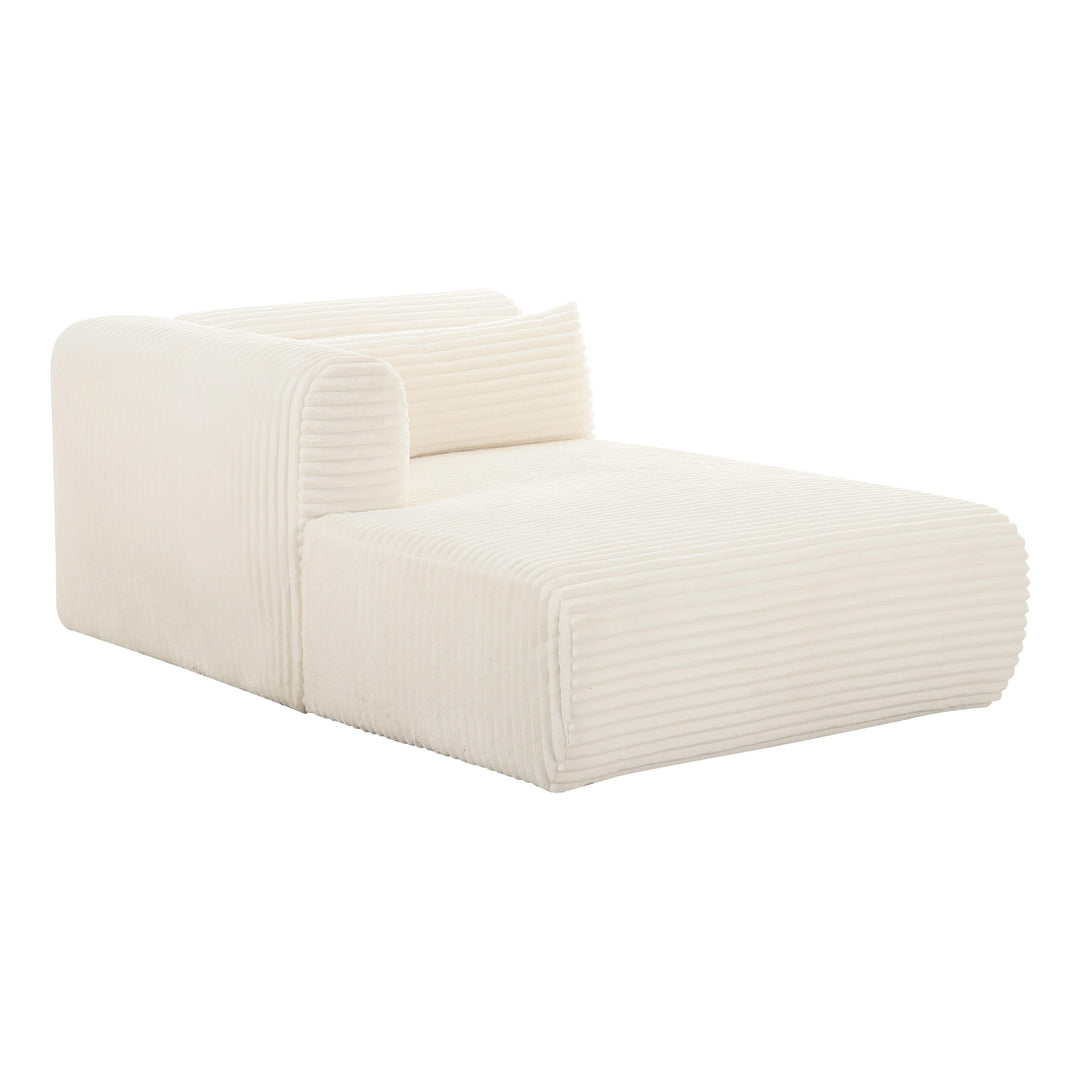 American Home Furniture | TOV Furniture - Tarra Fluffy Oversized Cream Corduroy Modular LAF Chaise