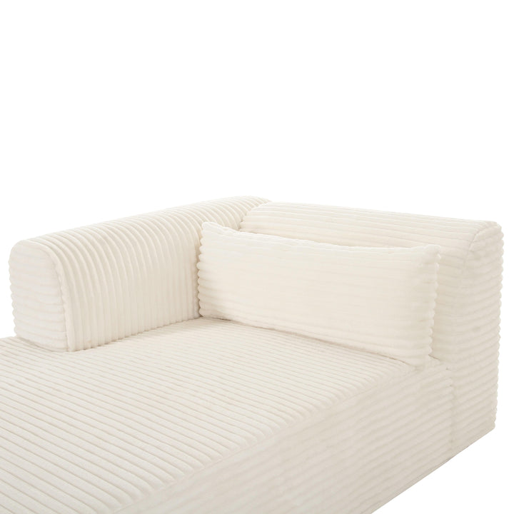 TOV Furniture Tarra Fluffy Oversized Cream Corduroy Modular LAF Chaise SOFAS + SECTIONALS