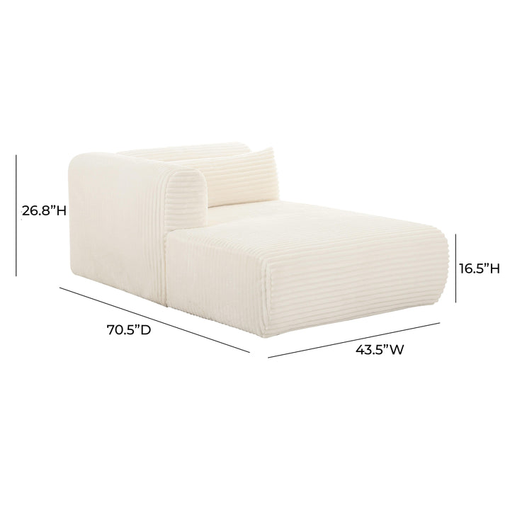 TOV Furniture Tarra Fluffy Oversized Cream Corduroy Modular LAF Chaise SOFAS + SECTIONALS