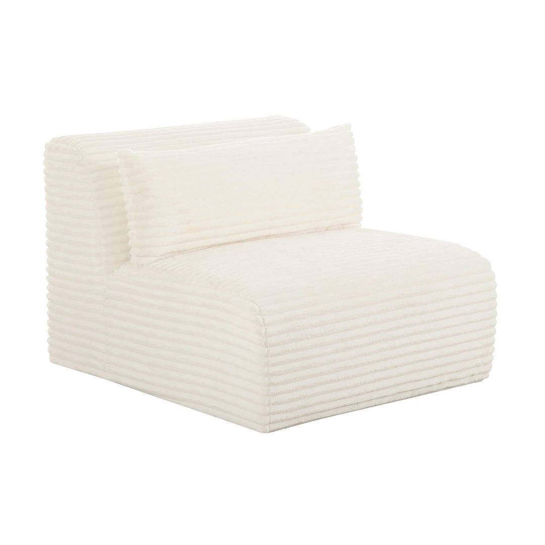 American Home Furniture | TOV Furniture - Tarra Fluffy Oversized Cream Corduroy Modular Armless Chair