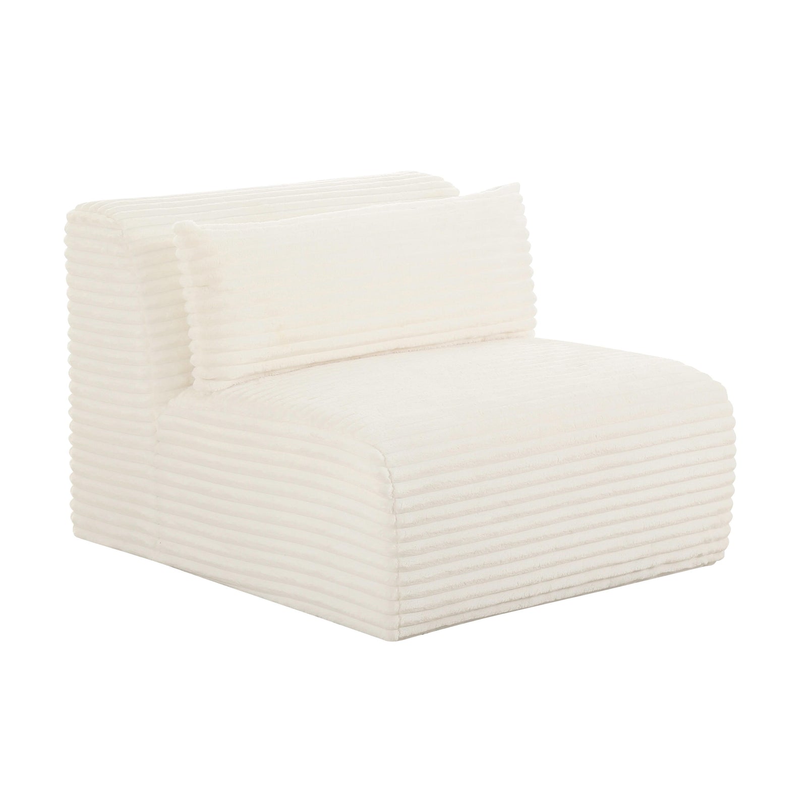 TOV Furniture Tarra Fluffy Oversized Cream Corduroy Modular Armless Chair SOFAS + SECTIONALS