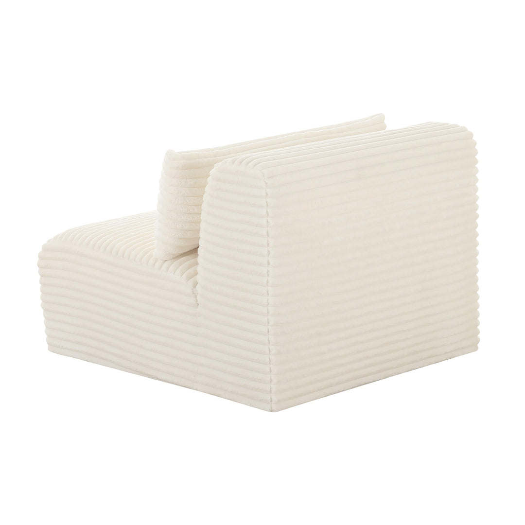 TOV Furniture Tarra Fluffy Oversized Cream Corduroy Modular Armless Chair SOFAS + SECTIONALS