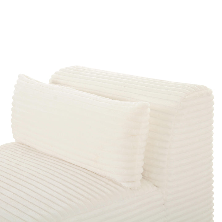 TOV Furniture Tarra Fluffy Oversized Cream Corduroy Modular Armless Chair SOFAS + SECTIONALS