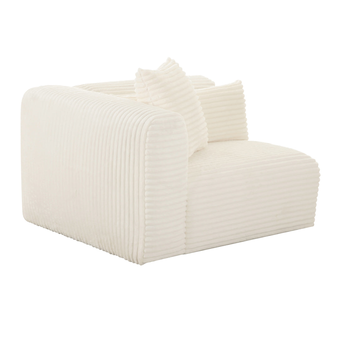 American Home Furniture | TOV Furniture - Tarra Fluffy Oversized Cream Corduroy Modular LAF Corner Chair