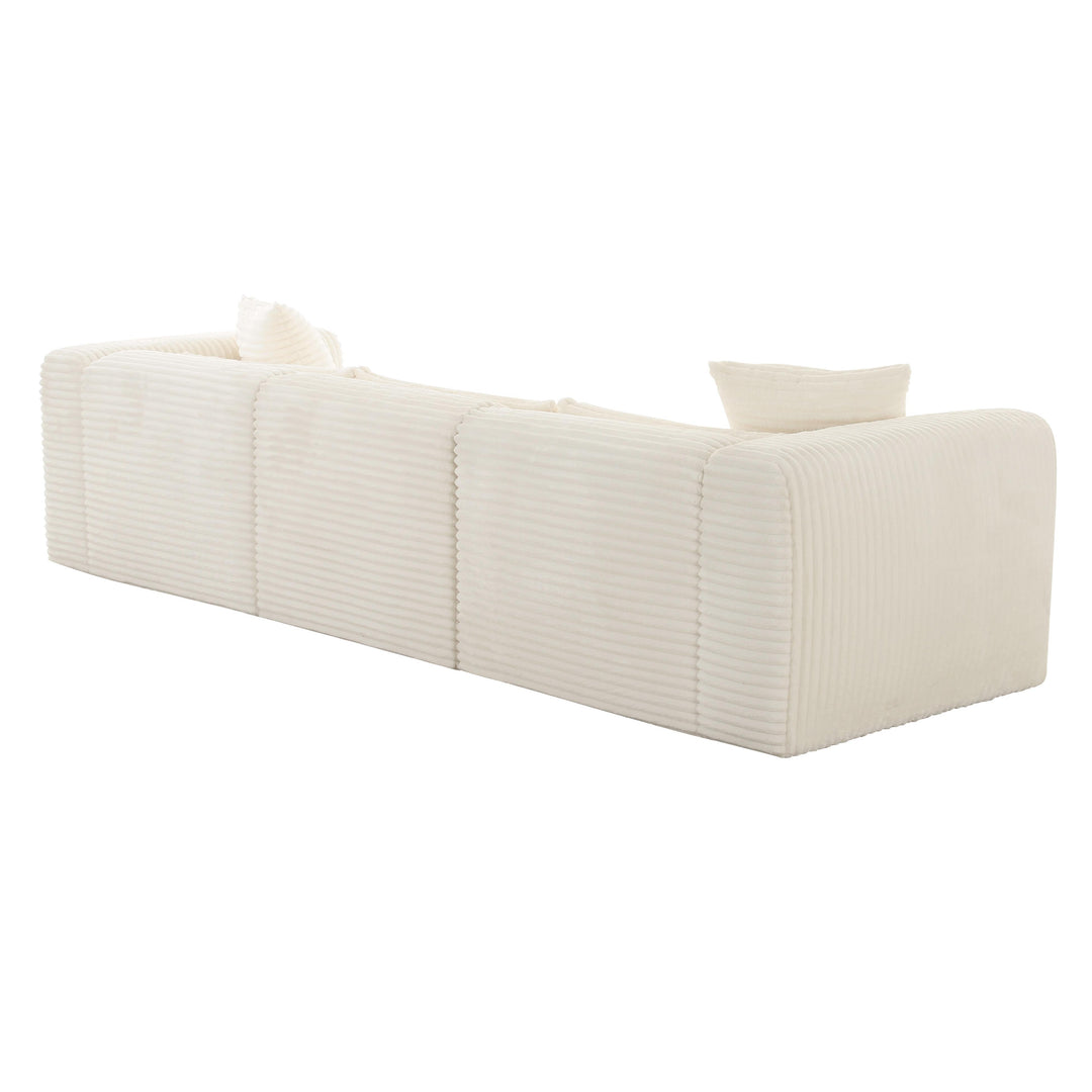 American Home Furniture | TOV Furniture - Tarra Fluffy Oversized Cream Corduroy Modular Sofa