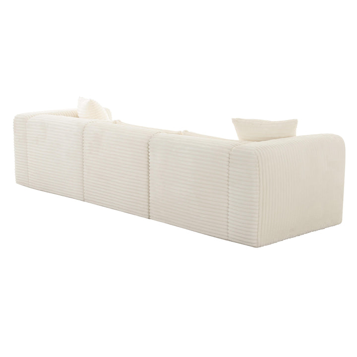 American Home Furniture | TOV Furniture - Tarra Fluffy Oversized Cream Corduroy Modular Sofa