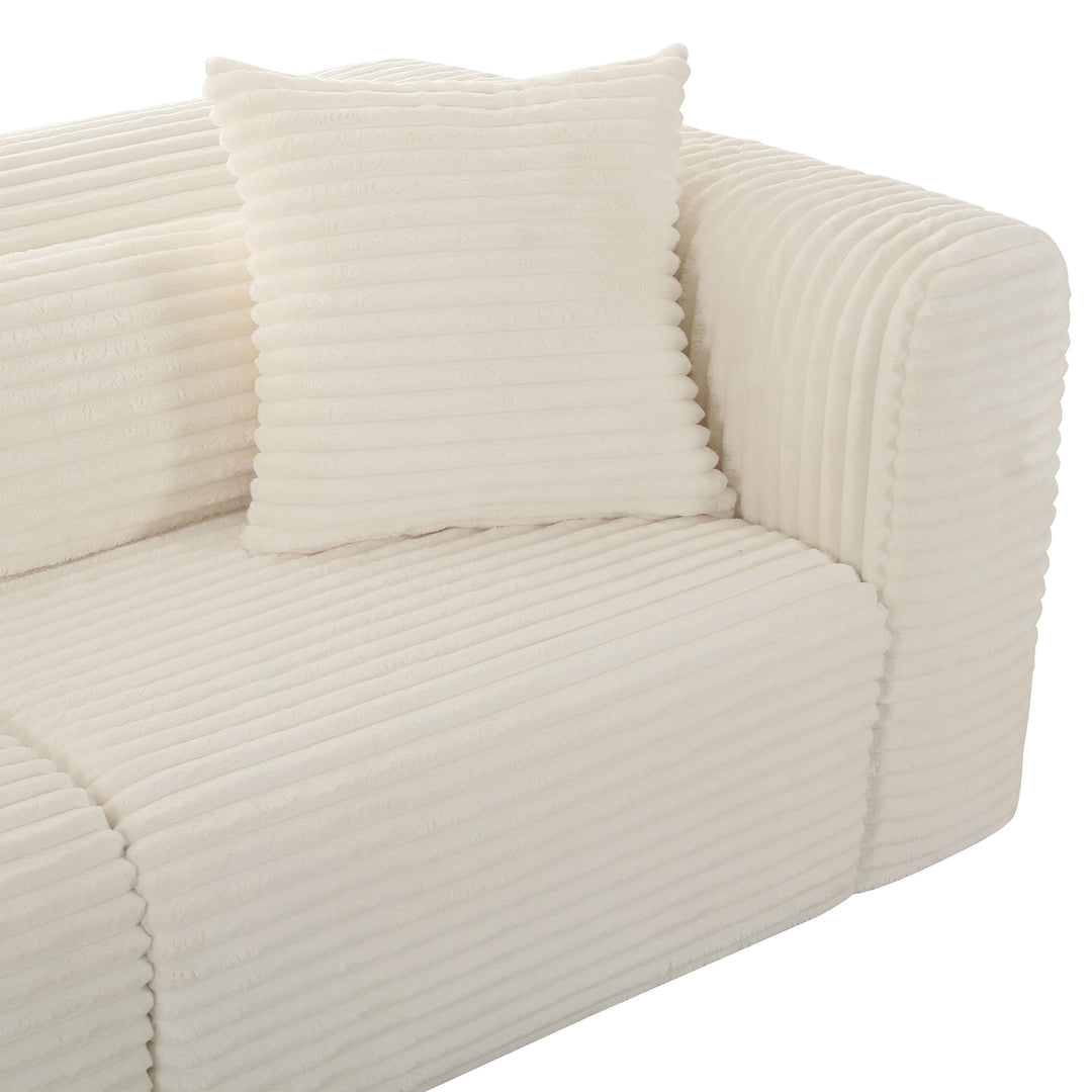 TOV Furniture Tarra Fluffy Oversized Cream Corduroy Modular Sofa SOFAS + SECTIONALS