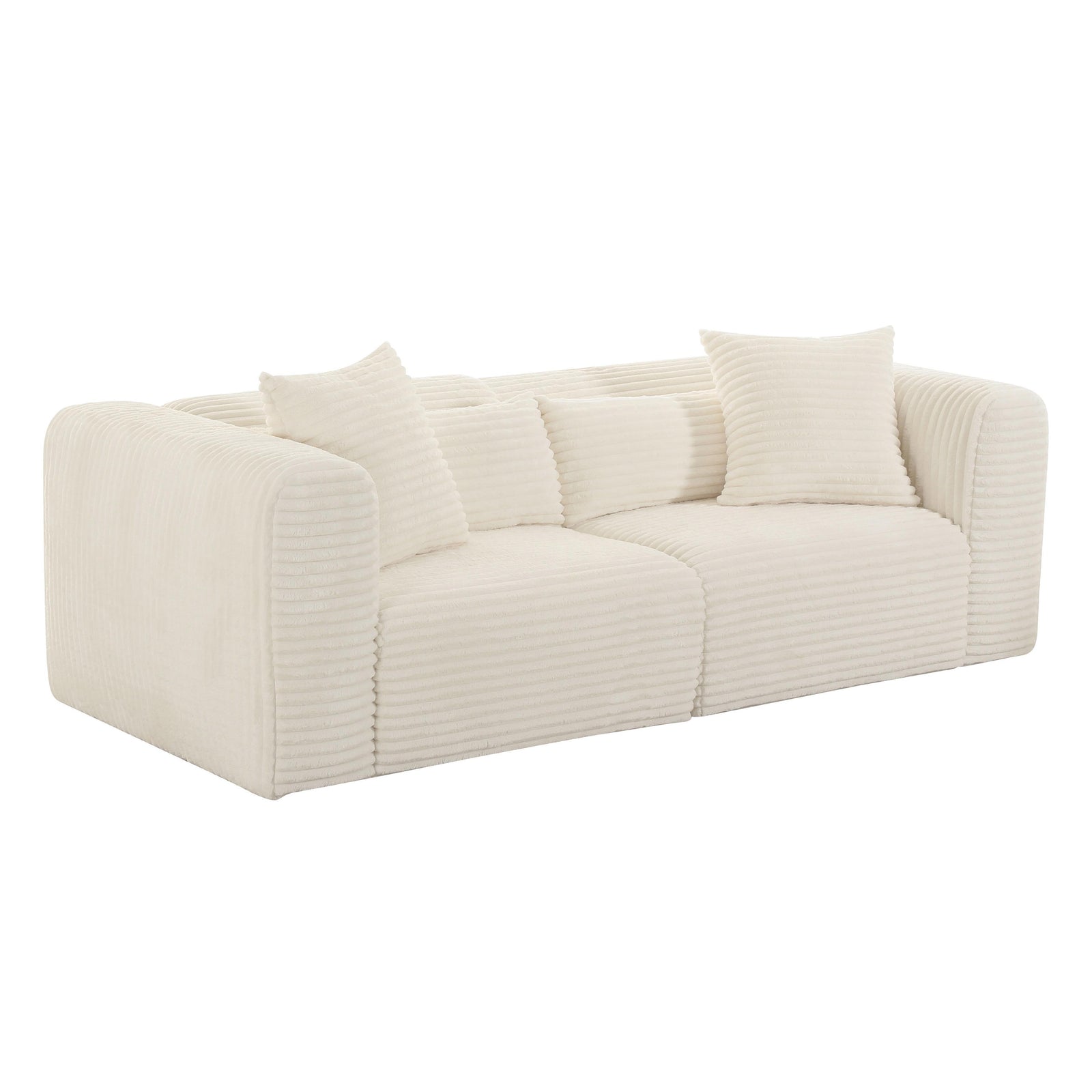 TOV Furniture Tarra Fluffy Oversized Cream Corduroy Modular Loveseat LOVESEATS + CHAISES