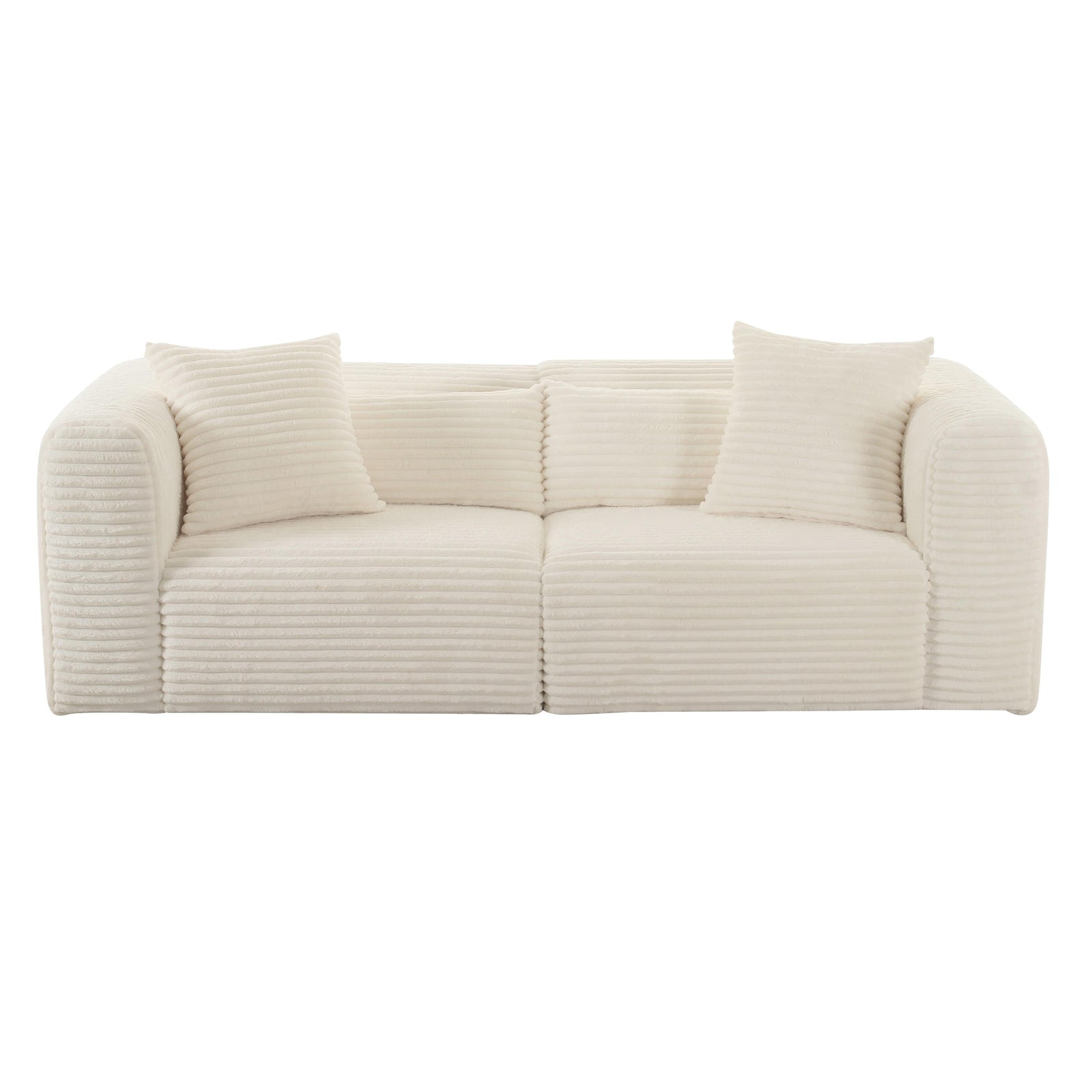 TOV Furniture Tarra Fluffy Oversized Cream Corduroy Modular Loveseat LOVESEATS + CHAISES